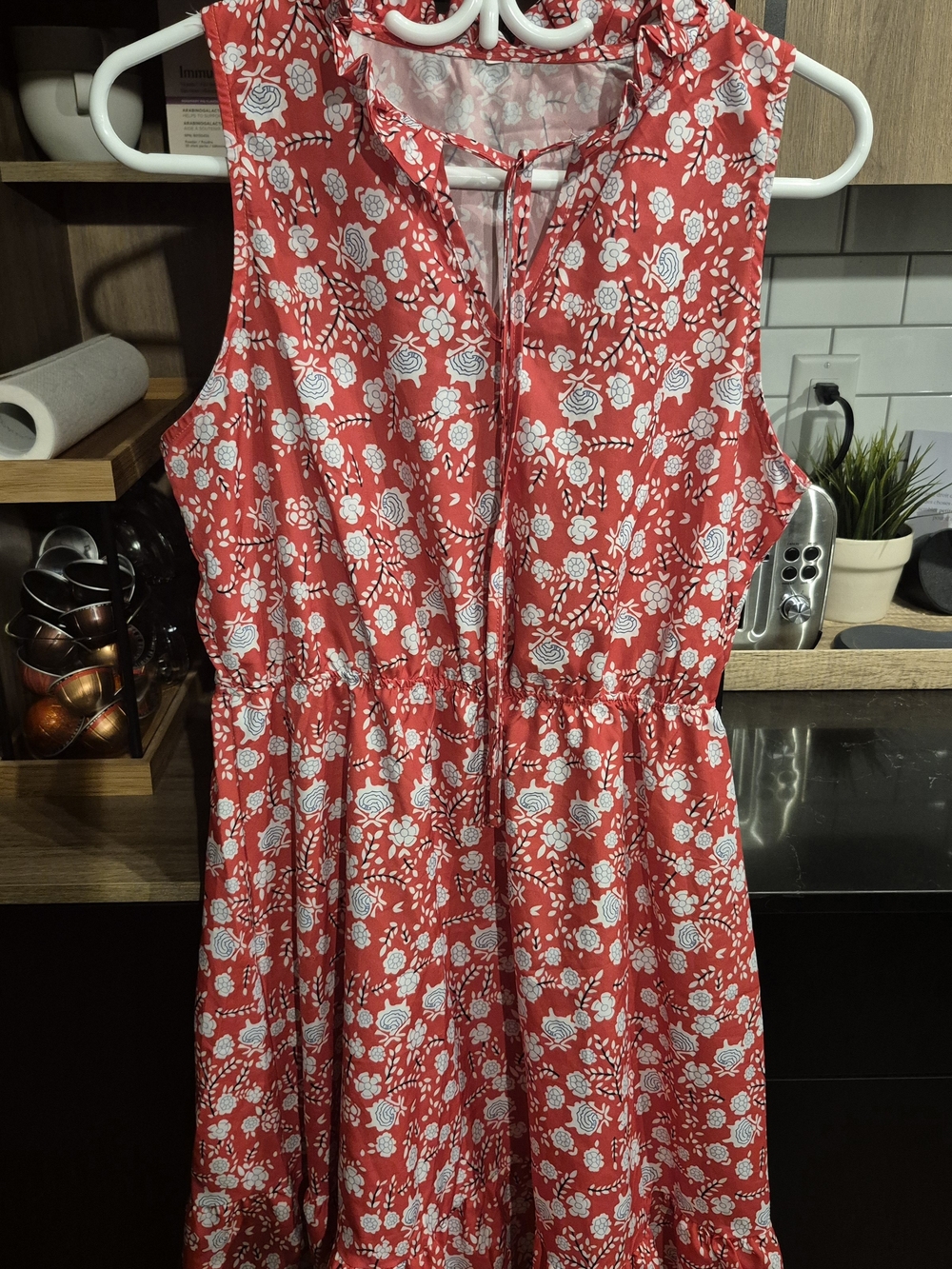 Red Floral Sleeveless Summer Dress